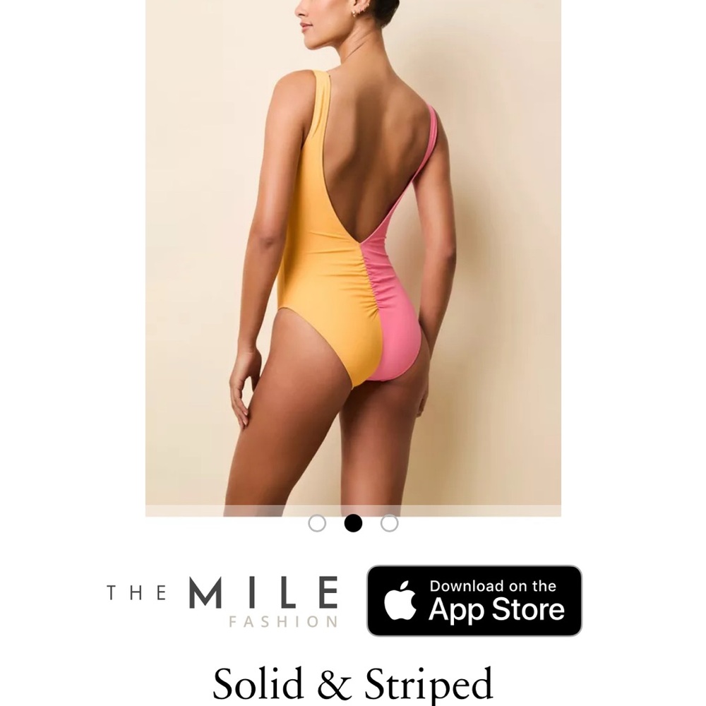 Lucia Solid & Striped One Piece Yellow and Green Ruched Swimsuit - Picture 3 of 4